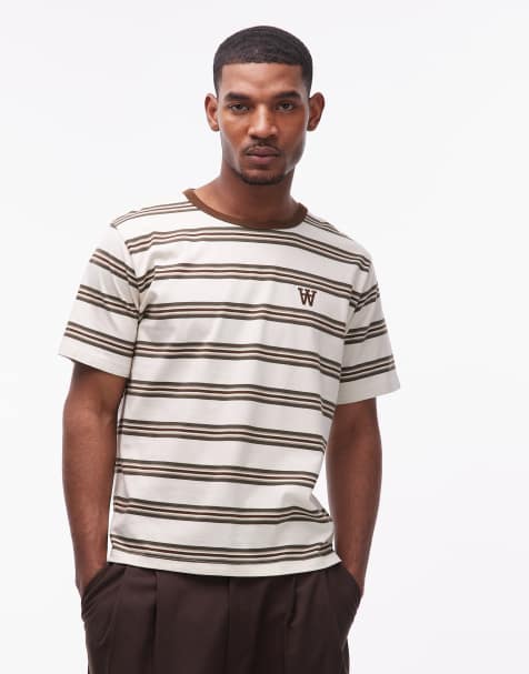 Double A By Wood Wood easton t-shirt in beige stripe
