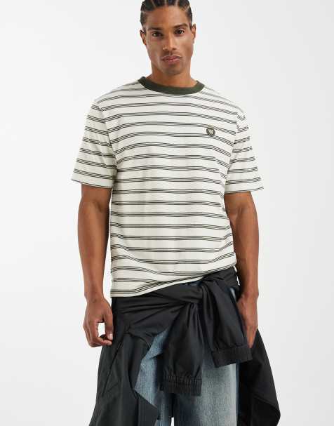 Double A By Wood Wood – Easton – T-shirt w szare paski z bawełny 100% - view 1