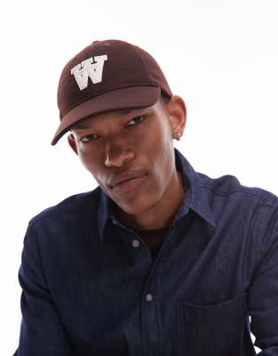 Double A By Wood Wood Felt Patch Logo Cap In Brown