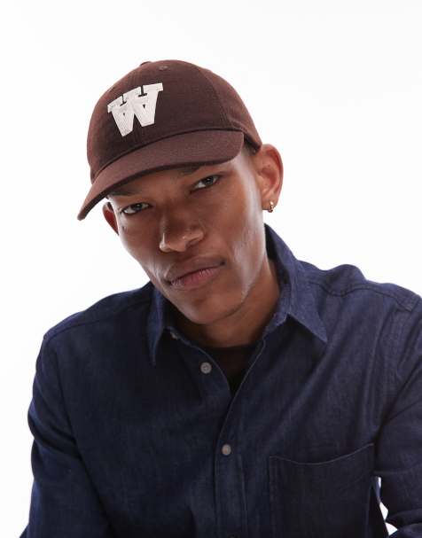 Double A By Wood Wood felt patch logo cap in chocolate brown - view 1