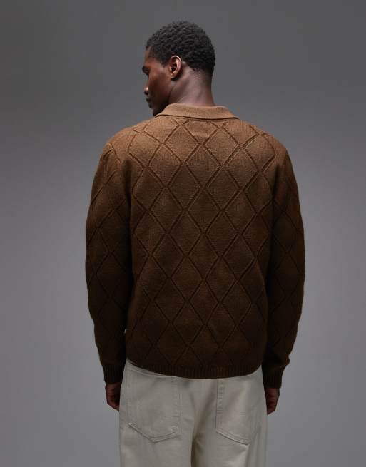 Double A By Wood Wood - Findas - Pull en maille à motif et col - Marron, 3 de 5