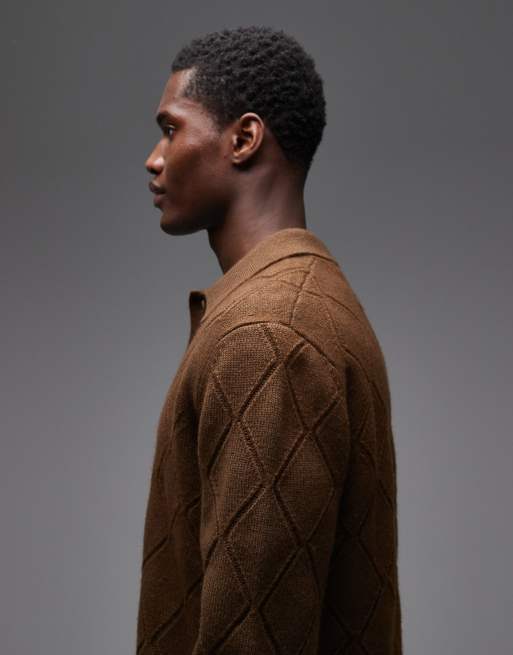 Double A By Wood Wood - Findas - Pull en maille à motif et col - Marron, 4 de 5