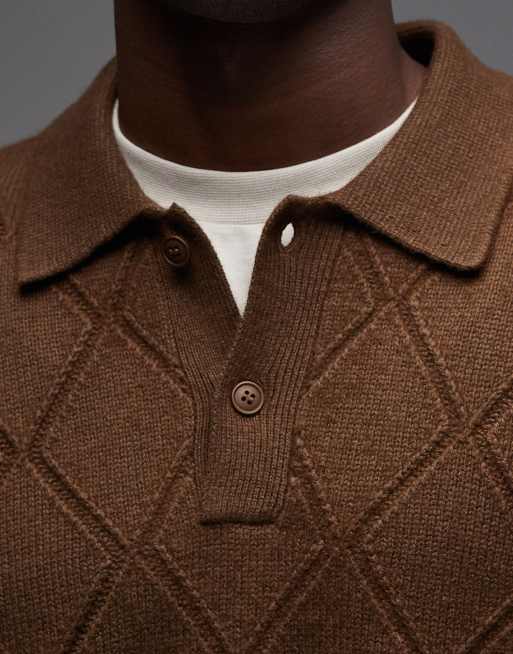 Double A By Wood Wood - Findas - Pull en maille à motif et col - Marron, 5 de 5