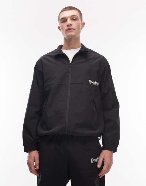 Double A By Wood Wood - Frank - Trainingstop met logo en rits in zwart, deel van co-ord set - view 1