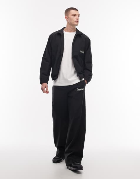 Double A By Wood Wood - Frank - Tuta sportiva coordinata nera con pantaloni e top rivestito con zip e logo - view 1