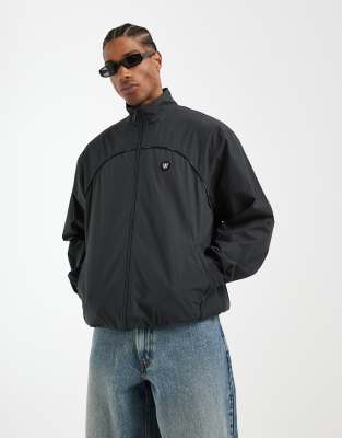 Double A by - Frankie - Jacke aus 100% Baumwolle in Schwarz mit Reißverschluss und Stehkragen Schwarz M