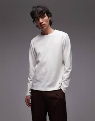 Double A By Wood Wood - Hendrix - T-shirt manches longues texturé - Crème-Blanc