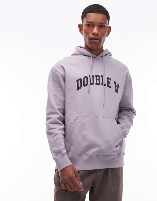 Double A By Wood Wood – James – Szaroliliowa bluza z kapturem z logo