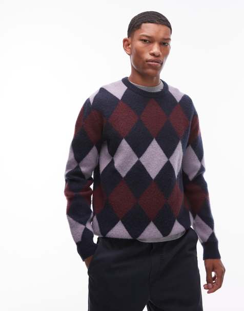 Double A By Wood Wood jan lambswool-mix knitted jumper in multi argyle print