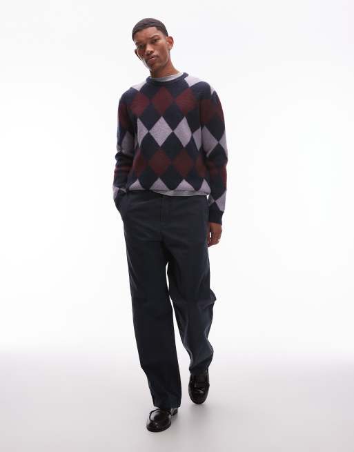Double A By Wood Wood jan lambswool-mix knitted jumper in multi argyle print, 4 of 4