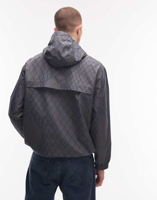 Double A By Wood Wood kimbo windbreaker in navy print, 2 of 5