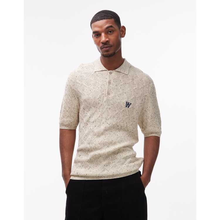 Double A By Wood Wood Lamin knit polo shirt in ecru | ASOS