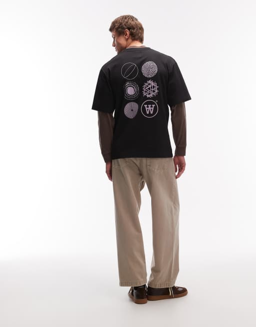 Double A By Wood Wood liam back print t-shirt in black, 2 of 5