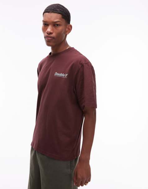 Double A By Wood Wood liam logo t-shirt in chocolate brown