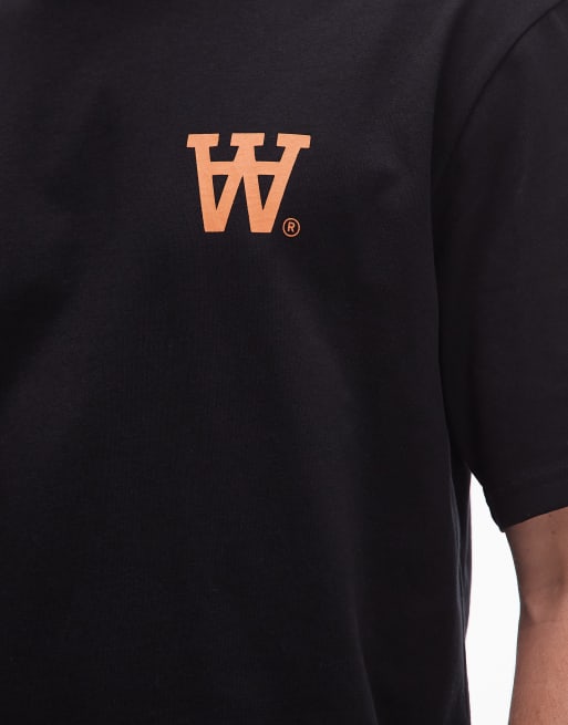 Double A By Wood Wood liam logo t-shirt in black, 5 of 5