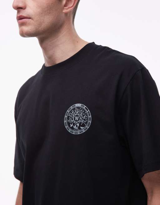 Double A By Wood Wood liam logo t-shirt in black, 5 of 5