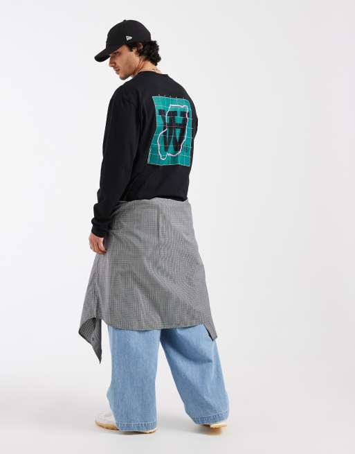 Double A By Wood Wood - Liam Map - T-shirt a maniche lunghe 100% cotone nera, 3 di 5