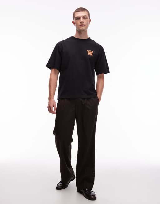 Double A By Wood Wood - Liam - Sort T-shirt med logo, 2 af 5
