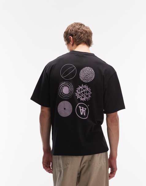 Double A By Wood Wood - Liam - Sort T-shirt med rygprint - view 1