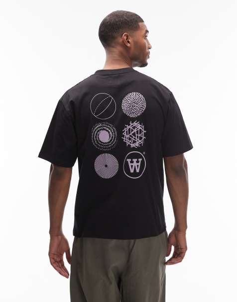 Double A By Wood Wood – Liam – Svart t-shirt med tryck baktill - view 1