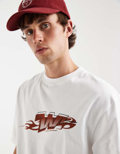 Double A By Wood Wood - Liam - T-shirt 100 % coton avec imprimé logo A sur le devant - Blanc, 5 de 5