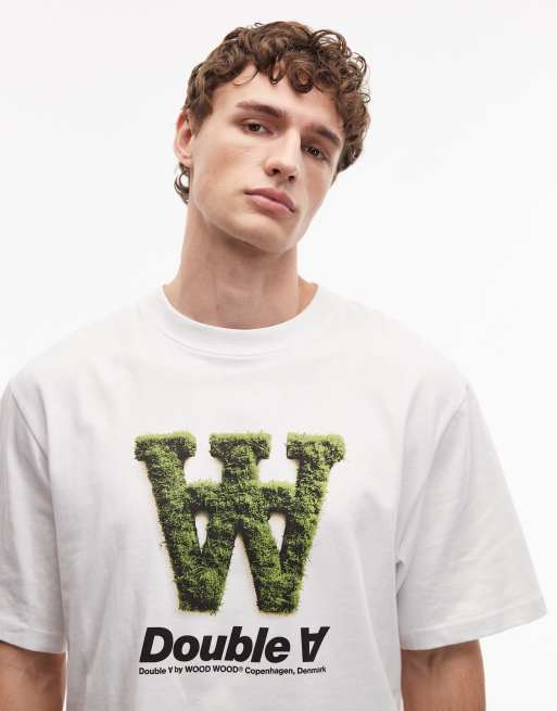 Double A By Wood Wood - Liam - T-shirt à logo mousse - Blanc, 5 de 6