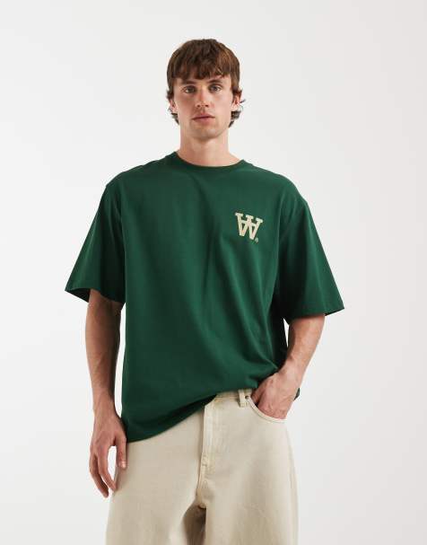 Double A by Wood Wood – Liam – T-Shirt aus 100% Baumwolle in Dunkelgrün mit AA-Logo - view 1