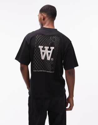 Double A by - Liam - T-Shirt aus 100% Baumwolle in Schwarz mit Logo-Rückenprint Schwarz XL
