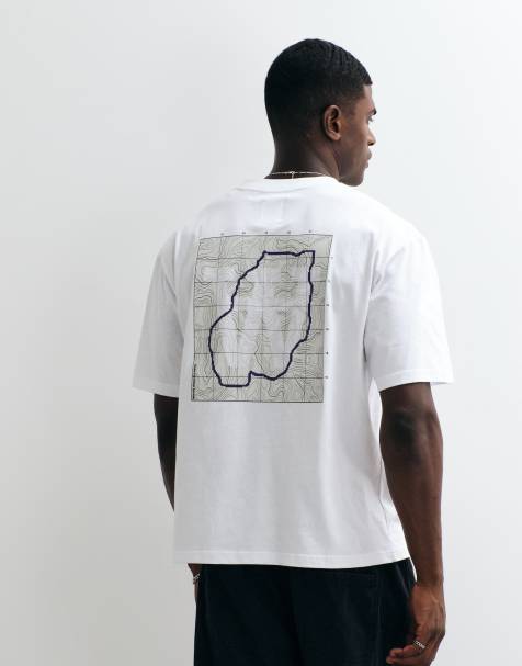 Double A By Wood Wood - Liam - T-shirt en pur coton à imprimé graphique carte - Blanc - view 1