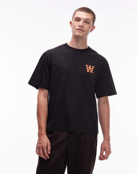 Double A by Wood Wood – Liam – T-Shirt in Schwarz mit Logo - view 1
