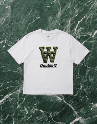 Double A by - Liam - T-Shirt in Weiß mit Moos-Logomotiv Weiß M