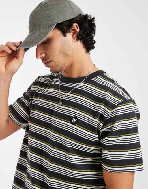 Double A By Wood Wood - Lucas - Camiseta negra a rayas de 100% algodón, 3 de 5