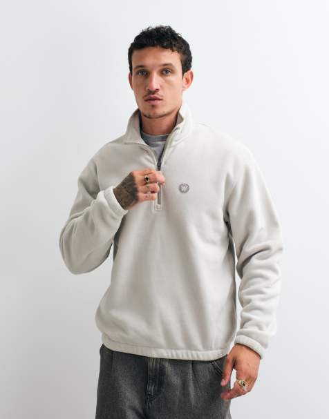 Double A By Wood Wood Mitchel Half-Zip-Fleece-Sweatshirt in Grau - view 1