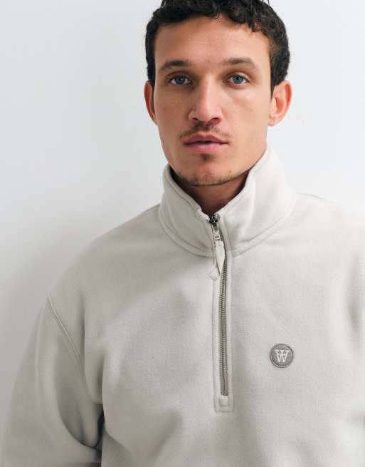 Double A By Wood Wood Mitchel Half-Zip-Fleece-Sweatshirt in Grau, 2 von 5
