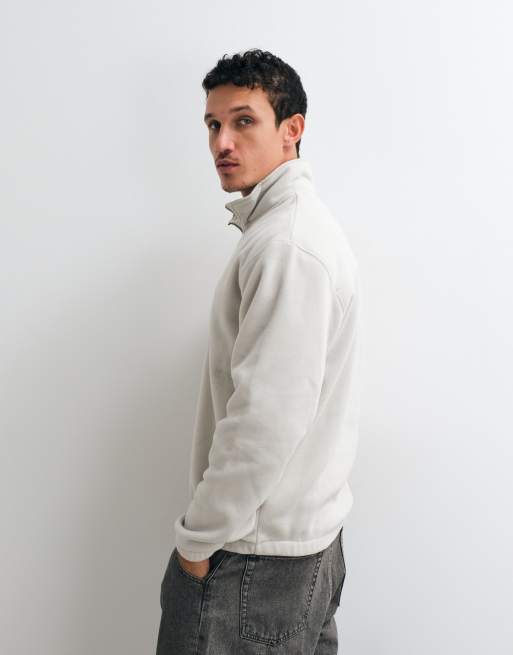 Double A By Wood Wood Mitchel half zip fleece sweatshirt in grey, 3 of 5