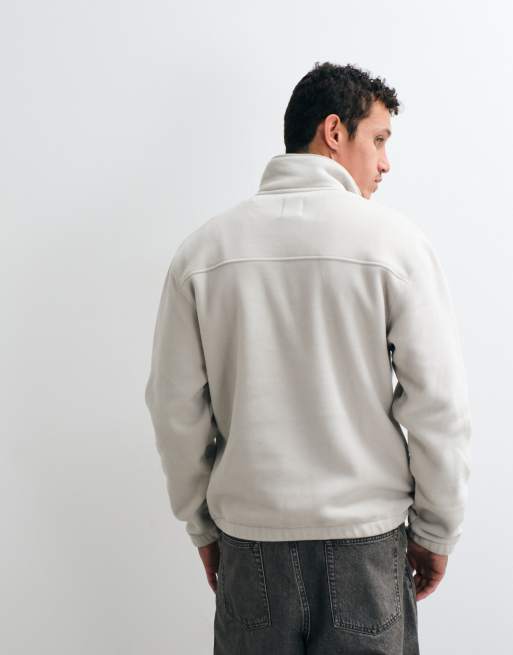 Double A By Wood Wood Mitchel half zip fleece sweatshirt in grey, 5 of 5