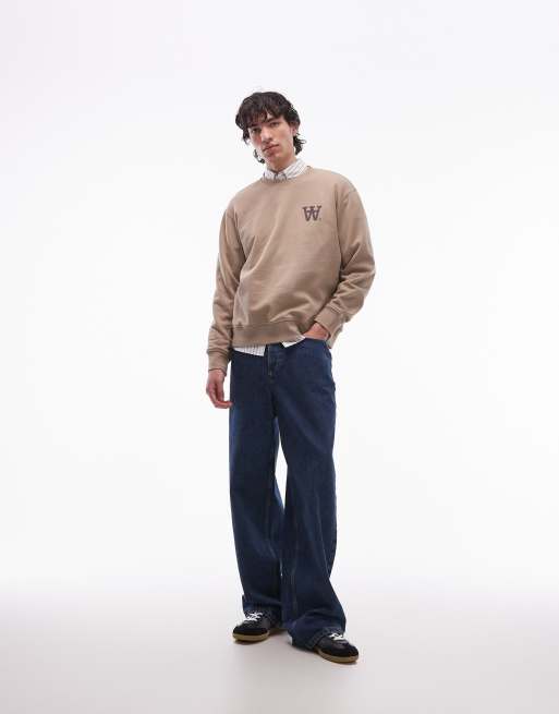 Double A By Wood - Wood Noel - Beige pullover-sweatshirt med logo på brystet, 2 af 5