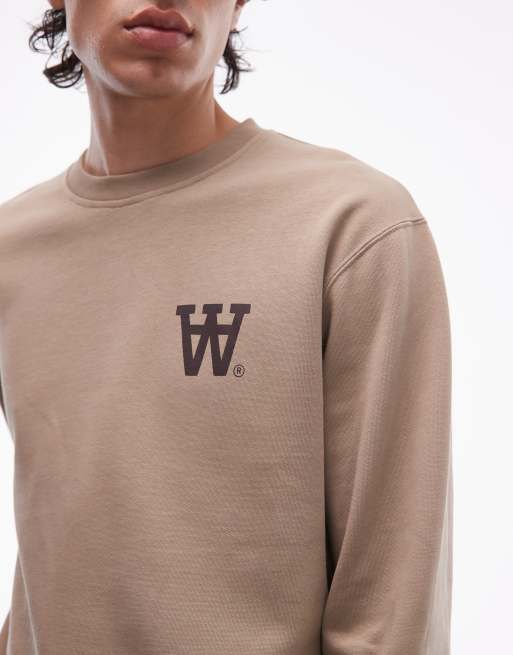 Double A By Wood Wood Noel pullover sweatshirt in beige with chest logo, 3 of 5