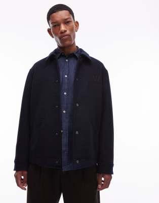 Double A By Wood Wood Otis Button Up Short Coat In Blue