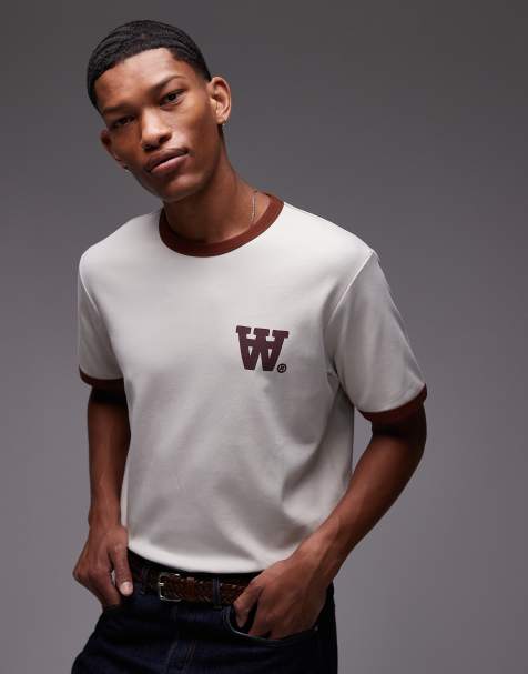 Double A By Wood Wood – Parker – Stenfärgad t-shirt med kantband - view 1