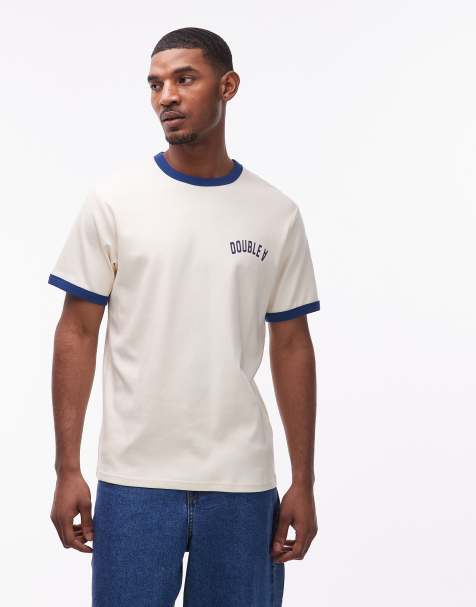 Double A By Wood Wood - Parker - T-shirt in 100% cotone color crema con bordi a contrasto - view 1