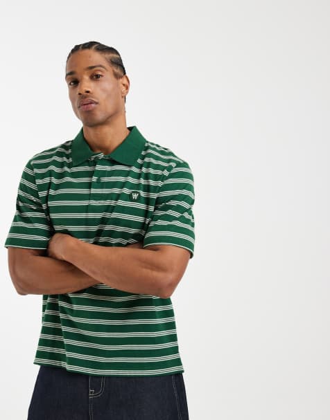 Double A By Wood Wood - Polo verde a rayas de 100% algodón Colton - view 1