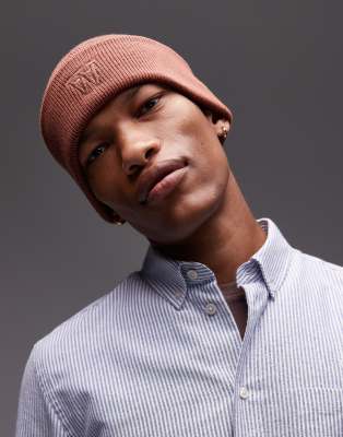 Double A by Wood Wood - Preston - Bonnet en laine mélangée à logo - Marron clair