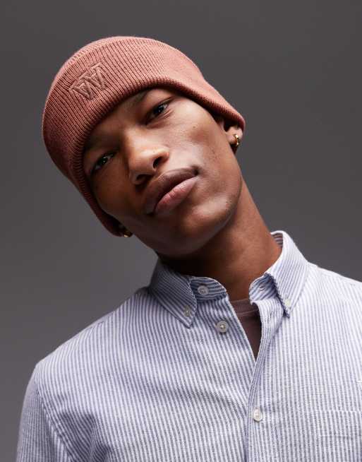 Double A By Wood Wood preston logo knit beanie in light brown