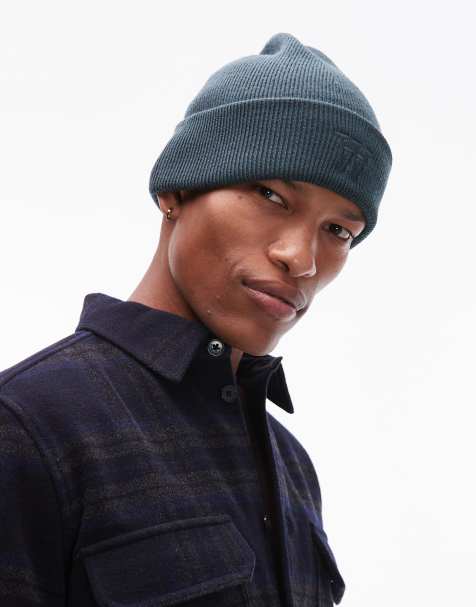 Double A By Wood Wood preston logo wool-mix knitted beanie in green - view 1