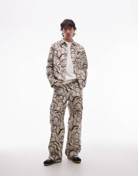 Double A By Wood Wood Robert cargo trousers co-ord in all over mushroom print