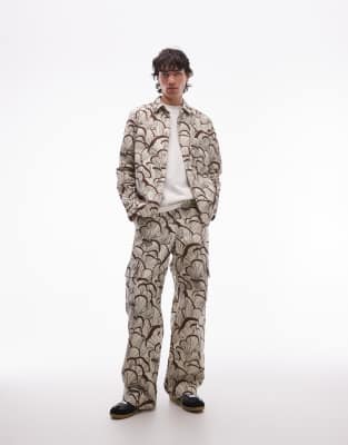 Double A By - Robert - Cargohose mit All-over-Pilzprint, Kombiteil-Bunt Bunt W29-30