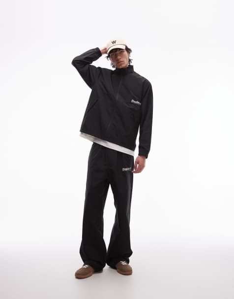 Double A By Wood Wood Robert logo shell tracksuit trousers co-ord in black - view 1