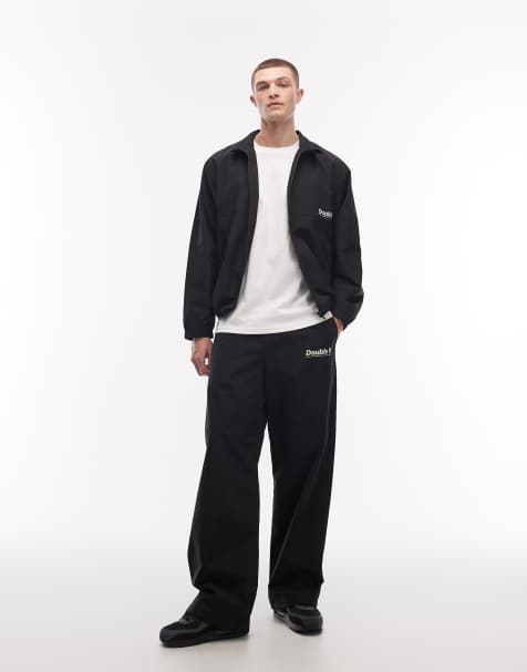 Double A By Wood Wood Robert logo shell tracksuit trousers co-ord in black