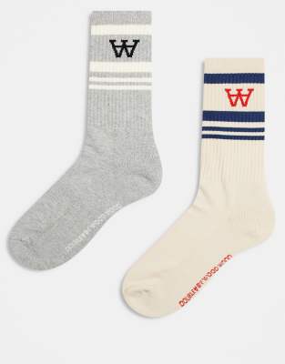 Double A by - Ryder - Socken in Blau und Grau, 2er-Pack-Bunt Bunt 43-46